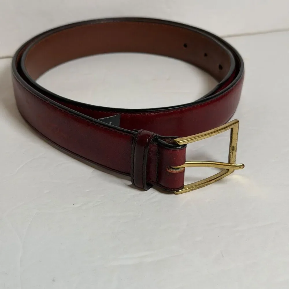Brighton Oxblood Burgundy Leather Belt Size 36 Solid Brass Buckle USA 1